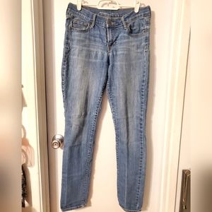 Old Navy Jeans Womens Size 4 Curvy Skinny Leg Mid Rise Distressed Blue Denim